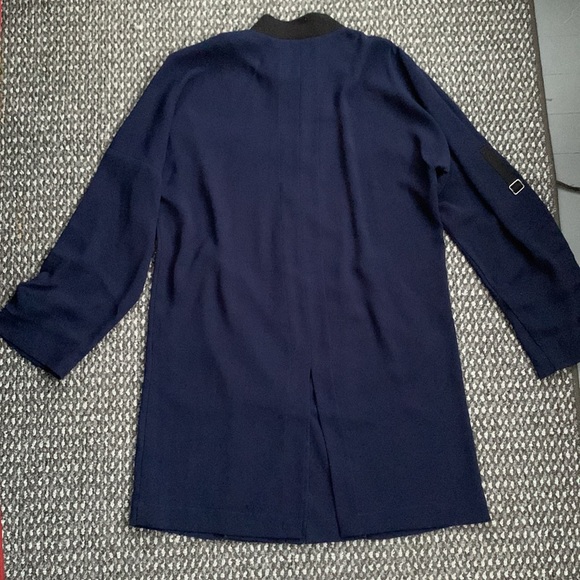 New York & Company Navy Blue Long Bomber Jacket - Picture 3 of 8